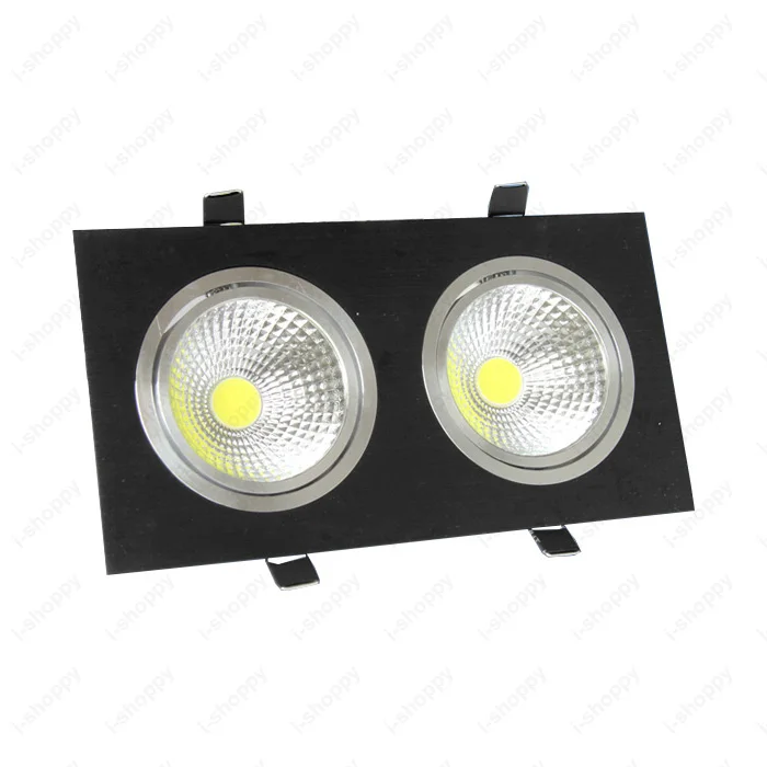 Dimmable/N 6W/10W/14W/20W/30W LED COB Recessed Light Dual Head Grille Lamp Hotel Living Room Black Shell