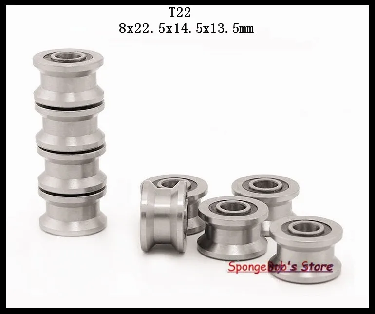 

5pcs/Lot T22 8x22.5x14.5x13.5mm T Groove Bearing Steel Deep Groove Ball Bearing Traces Walking Guide Rail Bearing