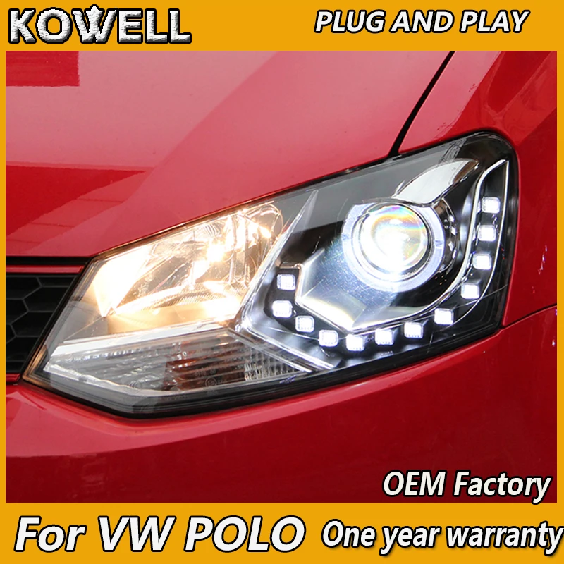 

KOWELL Car Styling for 2006-2015 VW Polo Headlights New Polo LED Headlight Cruiser drl Lens Double Beam H7 HID Xenon