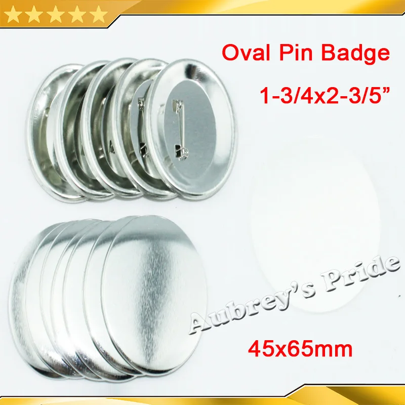 Oval 45x65mm 100 Sets Pin Back Metal Button Supply Materials for NEW Professional All Steel Badge Button Maker