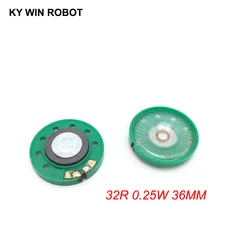 2pcs/lot New Green Ultra-thin Mini speaker 32 ohms 0.25 watt 0.25W 32R speaker Diameter 36MM 3.6CM thickness 7MM