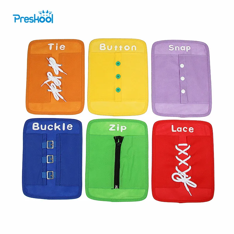 Baby Toy Montessori Dressing Frames Set of 6 Zip Snap Button Buckle Lace Tie Early Education Preschool Toys Brinquedos Juguetes