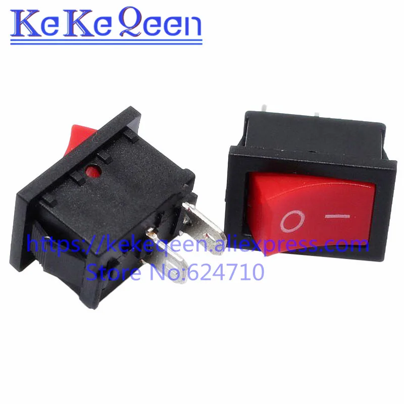 10Pcs/Lot Ship  KCD1-101 15x21mm Type Switch KCD1 Red 2Pin 6A/250V ON-OFF 15*21