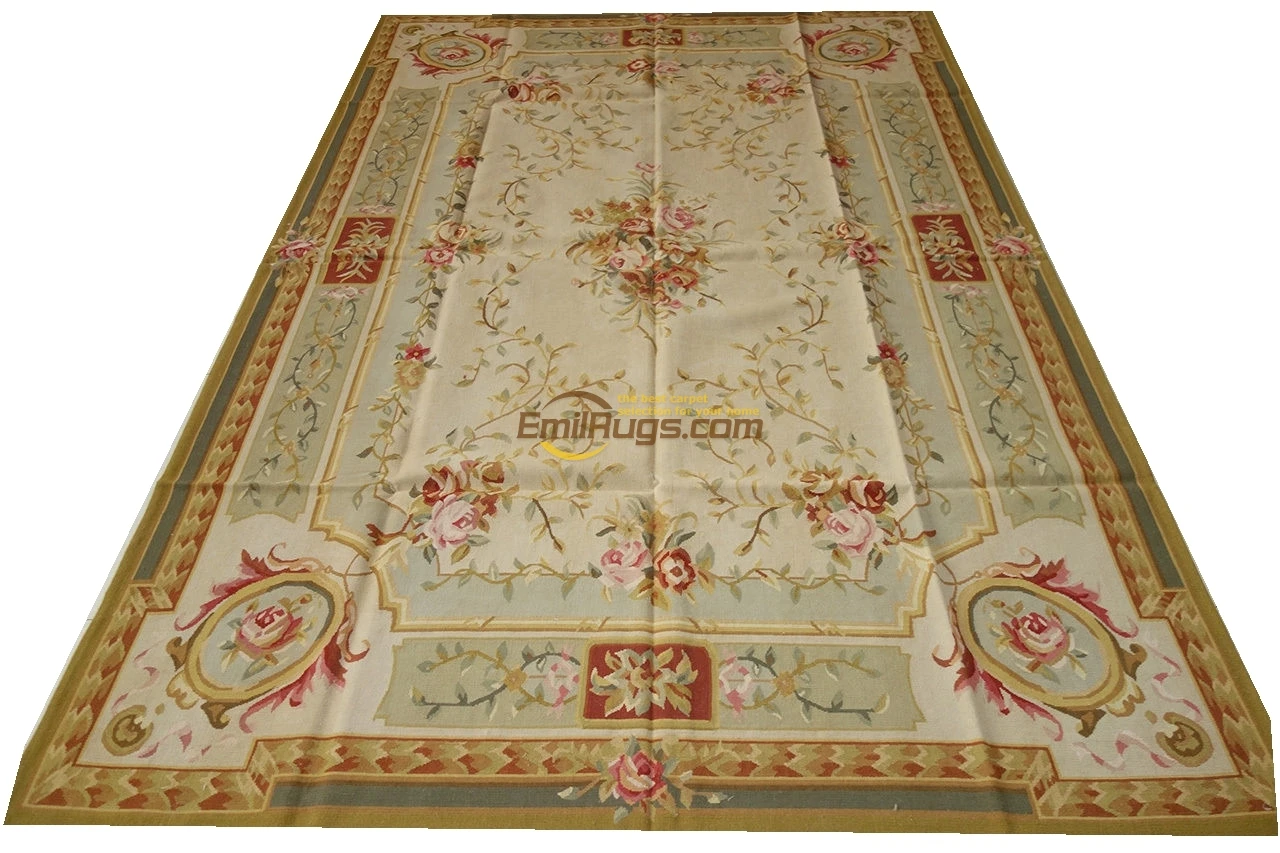 

Handmade Table Decor Folk Art Wool Rug Carpet Aubusson Carpet Aubusson Needle Oriental Carpet Hand-knotted Wool