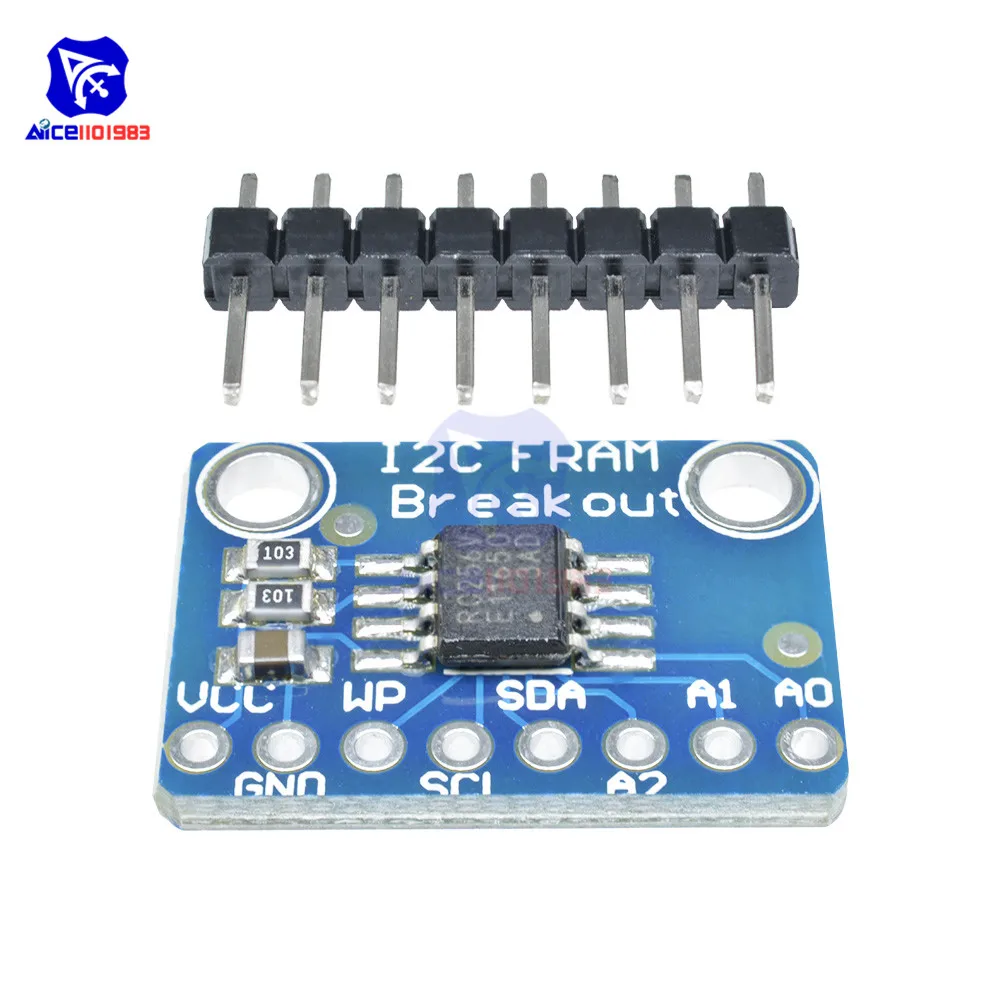 MB85RC256V I2C Non-Volatile Fram Breakout Module Development Tools 256KBit/32KByte for Low Power Data Loggers and Buffering Data
