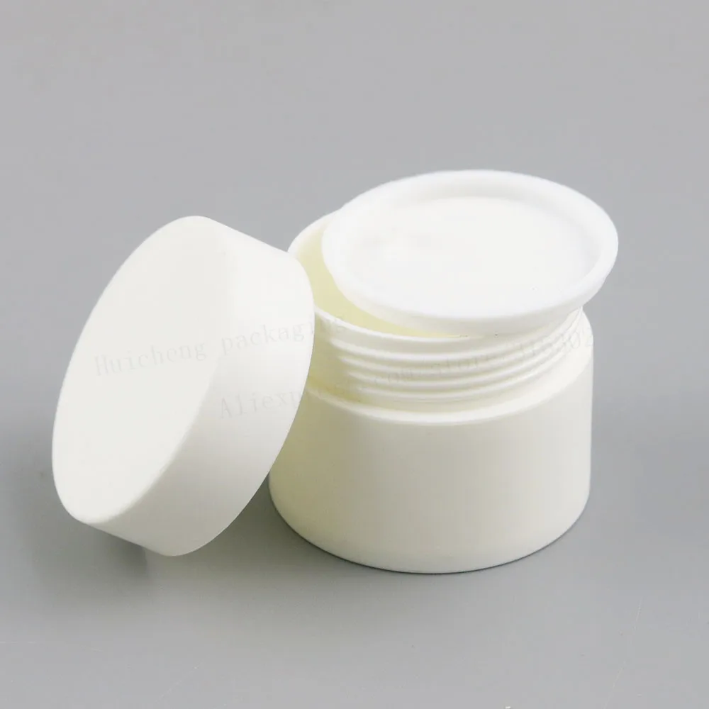 50 × وعاء كريم PP أبيض فروست 1 أونصة حاوية مستحضرات تجميل قابلة لإعادة الملء 30 مللي زجاجة بلاستيكية حافظة مكياج للوجه #5