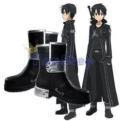 Sword Art Online SAO Kirito Kirigaya Kazuto Cosplay Shoes Black Leather Boots Men Women Halloween Costumes