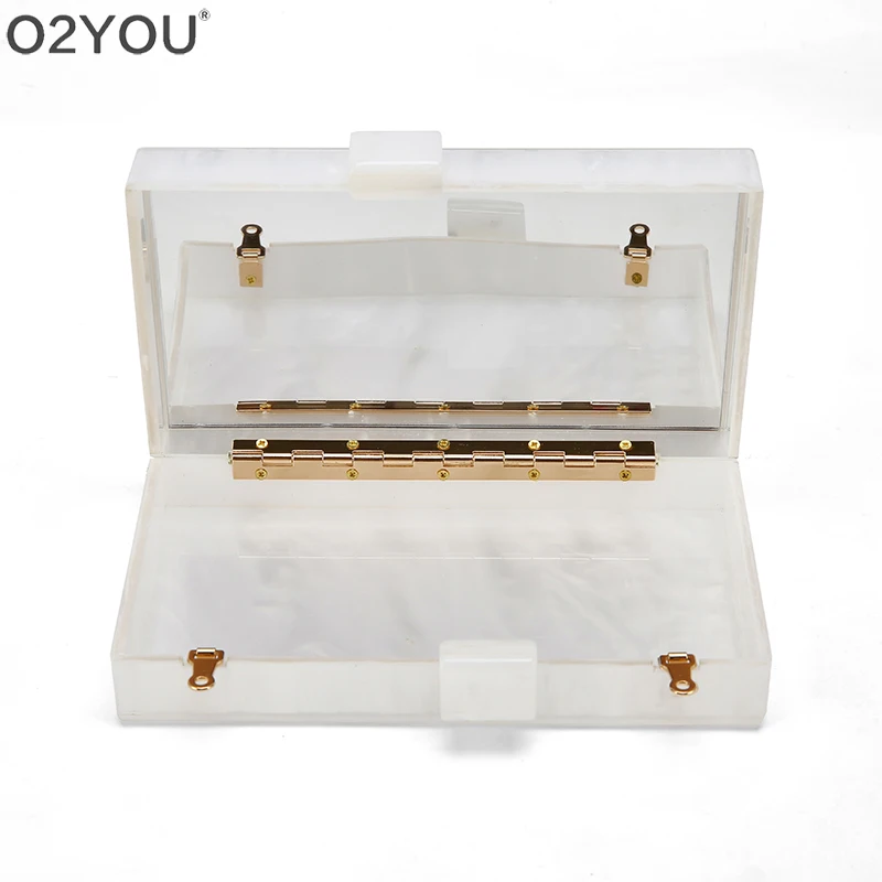 Fashion Customized Acrylic Box Clutches Lady Beach Party Handbag Pearl White With Silver Glitter Or Gold Glitter Name Mrs Letter