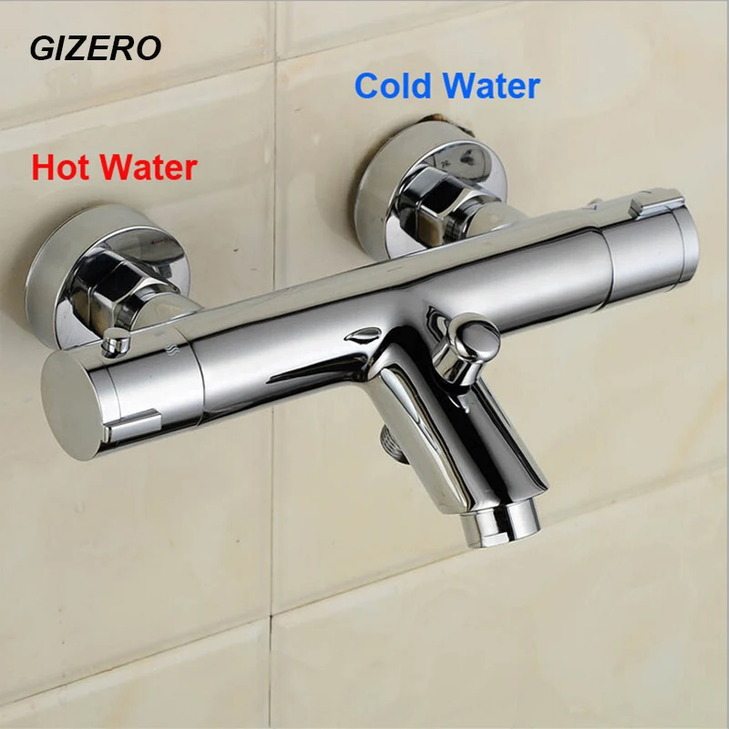 

Gizero Bathroom Thermostatic Mixing Valve Shower Faucet Temperature Control High Quality Chrome Thermostat Bathtub Faucet ZR957