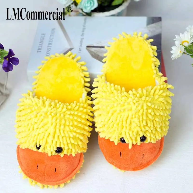 Yellow duck Lovers Warm Woman Slippers Winter Plush Home Floor Shoes House Slippers Children men women home shoes indoor