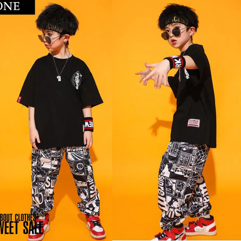 Kid Casual T Shirt Top Sport Jogger Pants Hip Hop Clothing Clothes for Girls Boys Dance Costume Ballroom Dancing Streetwear