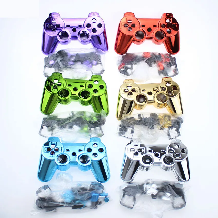 YuXi Full Shell Colour & Chrome Buttons mod kit For Sony PlayStation 3 PS3 Wireless Controller Housing Cover Case Replacement