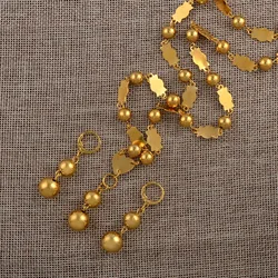 Anniyo 63cm or 25 inch / Beads Necklaces and Round Ball Earrings for Women Marshall Islands Gold Color Jewelry #106406P