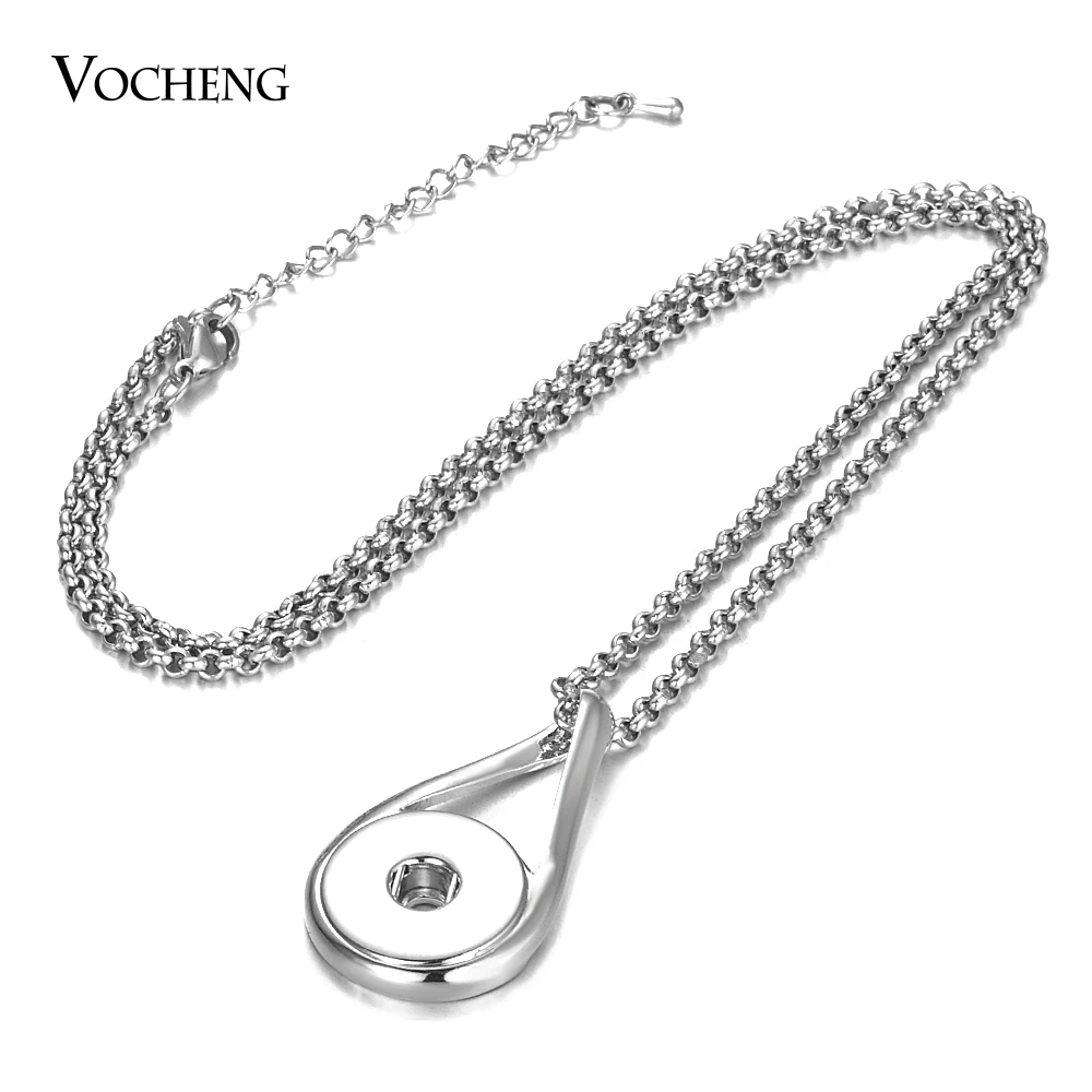 10pcs/lot Wholesale Vocheng Snap Button Charms Necklace Ginger Snap Jewelry 18mm with Stainless Steel Chain NN-628*10