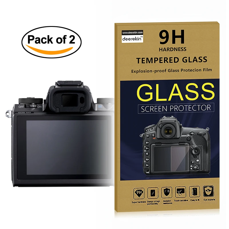 2x Self-Adhesive 0.25mm Glass LCD Screen Protector for Canon EOS M M2 M3 M5 M6 M10 Mirrorless Digital Camera