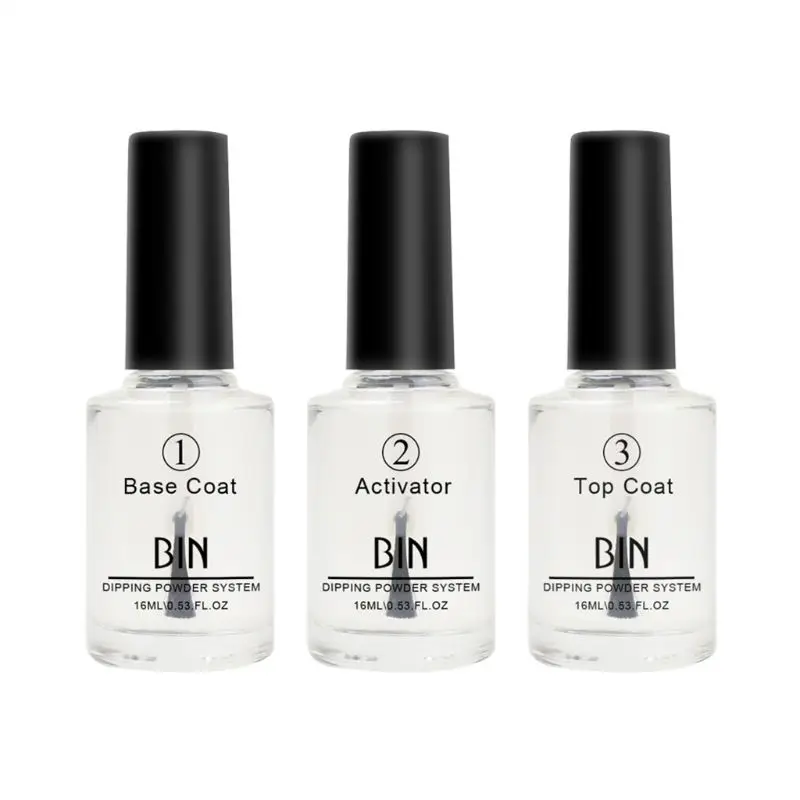 

3pcs/set 15ML Nail Color Dip Dipping Powder Pro Polish Starter Kit Base Top Coat Activator 15ml