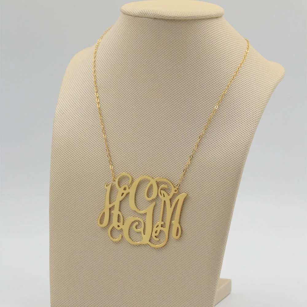 2'' Big Monogram Necklace Necklace Custom 3 Initial Necklace Personalized Large Monogram Satement Necklace Hip Hop