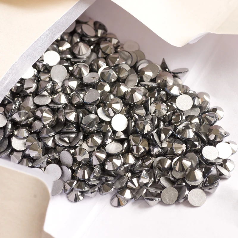 YANRUO 2058NoHF Jet Hematite Glass Crystal Flat back Rhinestone Non Hot Fix Rhinestones Stones For Wedding Dress