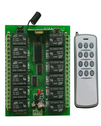 DC 12V 10A 12 CH 12CH RF Sistema di interruttori di telecomando senza fili Trasmettitore + Ricevitore/lampada/Porta del garage/volette/finestra