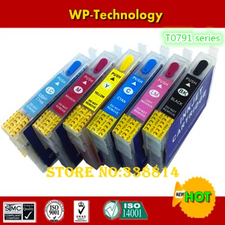 

Empty refillable ink cartridges suit for T0791 - T0796 , E-791 suit for Epson 1400W 1500W P50 1430 PX650 PX660 800FW 810FW etc