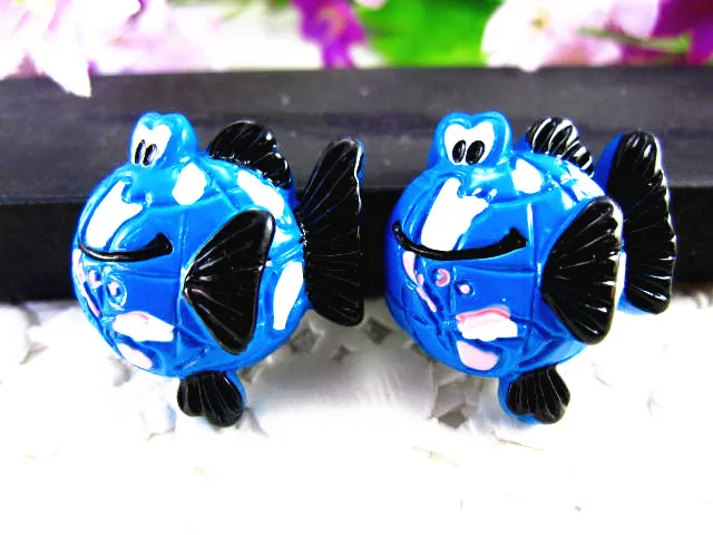 10pcs/lot 22*23mm DIY resin cabochons accessories kawaii flat back resin cartoon fish