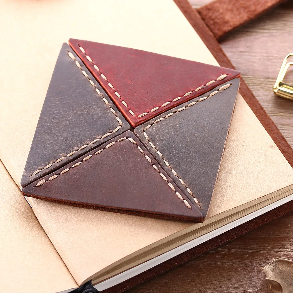 2 Pack Vintage bookmarks for books,  Genuine Leather corner page marker, Handmade Memo Stationery gift School supplies