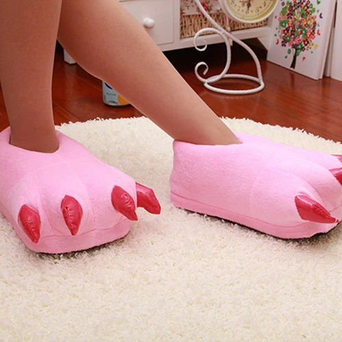 Hot Men Women Children Fashion Winter Cartoon Cute Animal Paw Claw Shoes Indoor Slippers