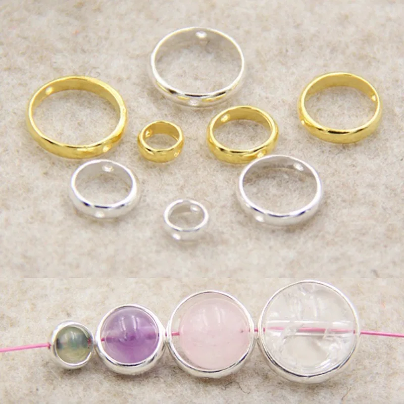 10pcs/lot Closed Circles hollow Charms for Jewelry DIY Making silver color gold color Spacer Bead for bracelet fitting