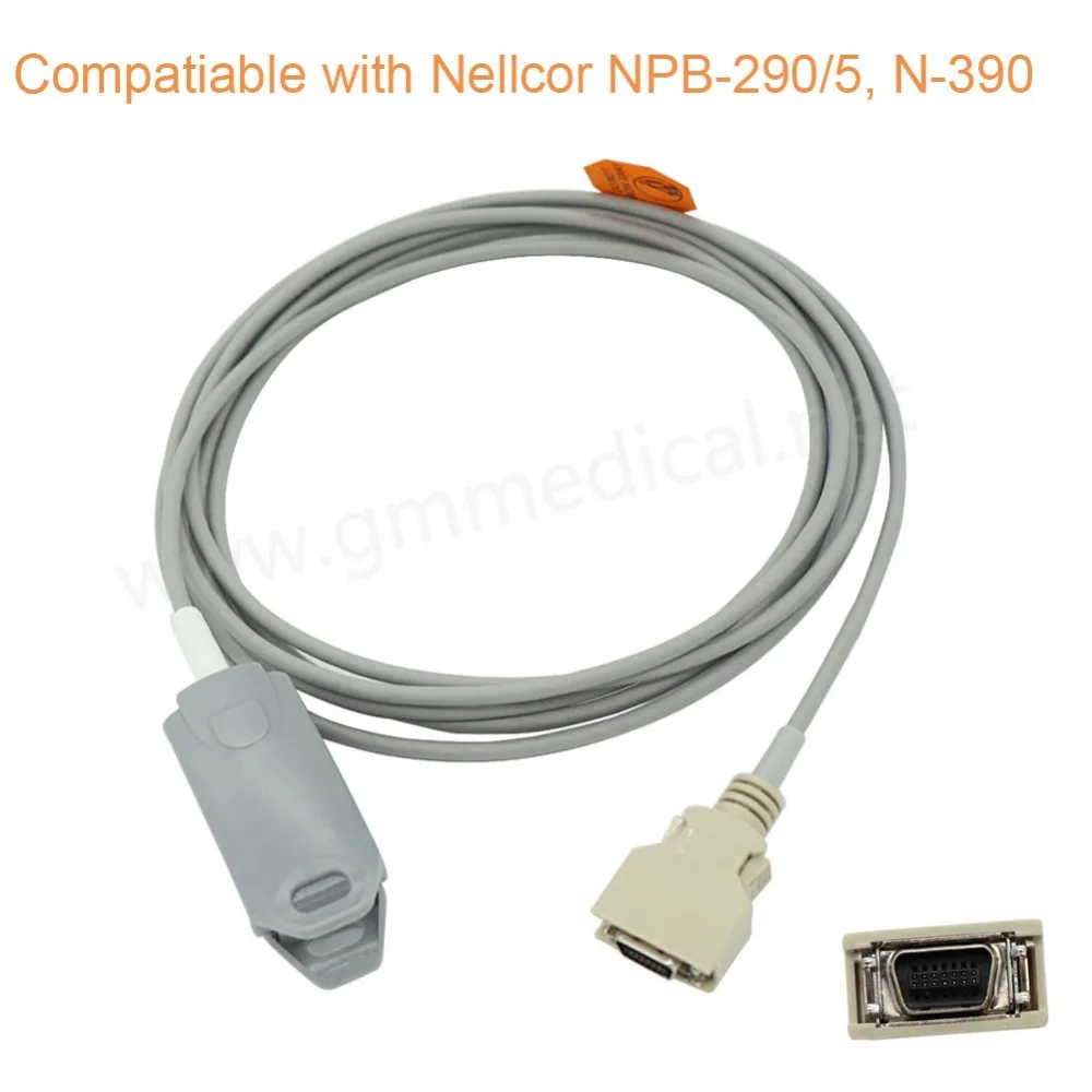 

Reusable Adult Finger Clip Spo2 Sensor Probe Use With Nellcor NPB-290/5 N-390 For Patient Monitor 14Pin 3M