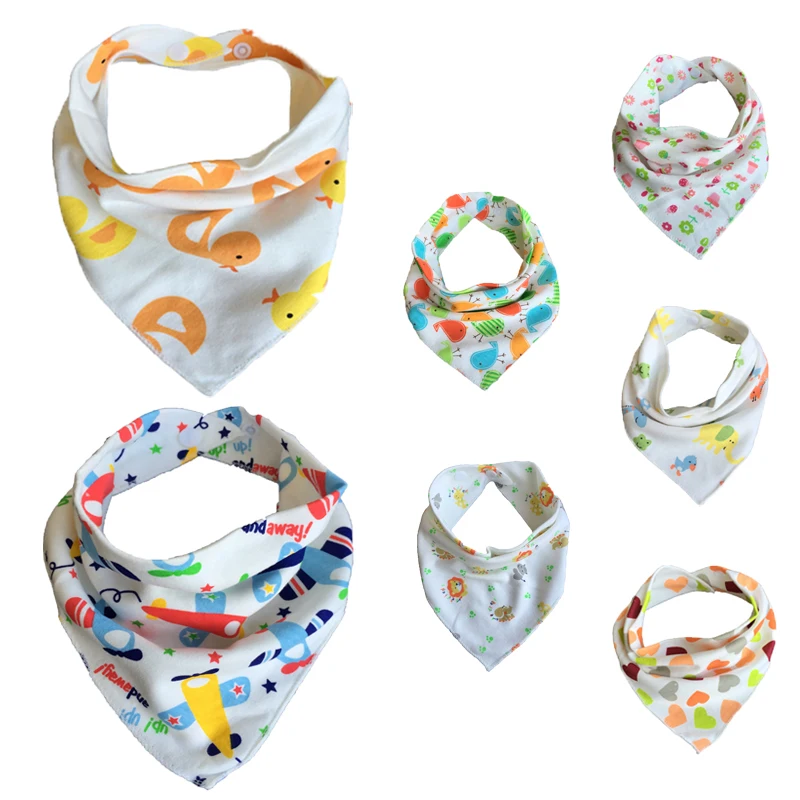 5pc/Lot Baby Bibs 100% Cotton Triangle Head Scarf Boy Kerchief Girl Babador Bandana Dribble Bib