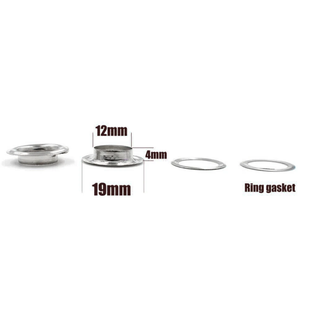 (100 SETS) Inner Diameter 12 MM Metal Eyelets Shoe Box Holes Canopy Cloth Drawstring Rivet Silver Buckle