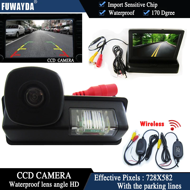 FUWAYDA Wireless CCD Chip Car RearView Camera for Nissan Maxima Cefiro Teana Paladin Tiida Sylphy+4.3 Inch foldable LCD Monitor