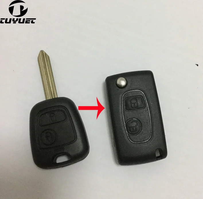 

2 Buttons Modified Flip Folding Remote Key Case for Citroen with SX9 Blade Car Key Blanks