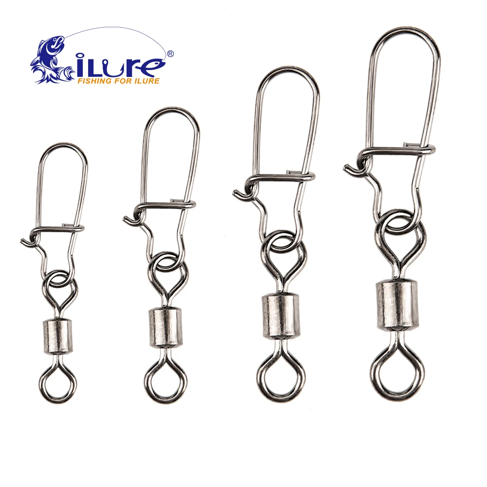 

ILure 50 шт./лот 2 #4 #6 #8 #10 #14 # рыболовный коннектор, штифт, подшипник качения, вертлюг из нержавеющей стали с защелкой, рыболовные крючки, аксессуа...