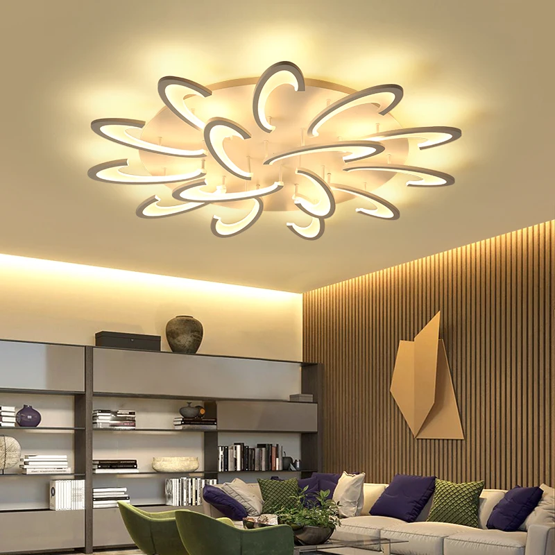 

Modern LED Ceiling Lighting Fixtures Fashion Iron Living Room Lampara Techo Bedroom Plafondlamp Petal Ceiling Lamp Avize