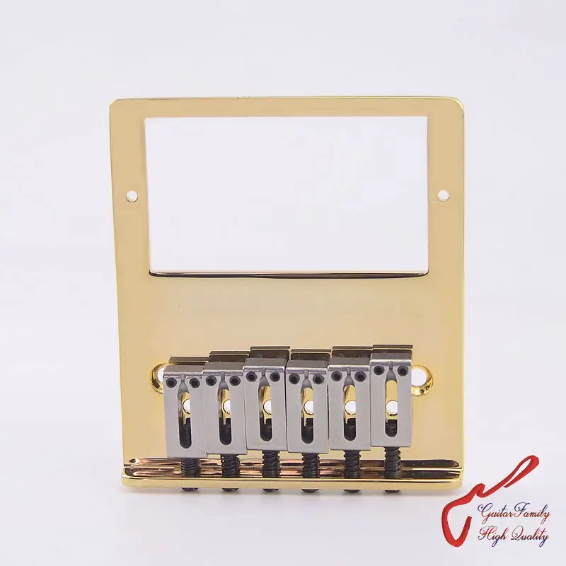 1 Set GuitarFamily Super Quality Humbucker Pickup  Fixed Electric Guitar Bridge  Stainless Saddle  Brass Plate  Gold  ( #1241 )