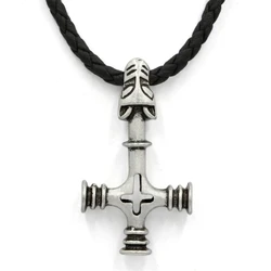 Norse Thor's Hammer Olaf Wolf Cross Mjolnir Pendant Viking Fashion Jewelry Sword Men Necklace Talisman Black Rope Chain Jewelry
