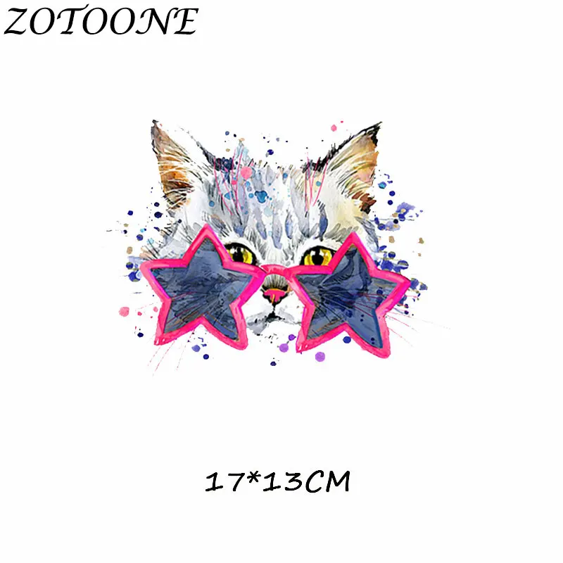 ZOTOONE DIY Iron on Patches for Clothing Punk Skull Girl Animal Heat Transfers Sticker on Child\'s Clothes Star Flower Applique E