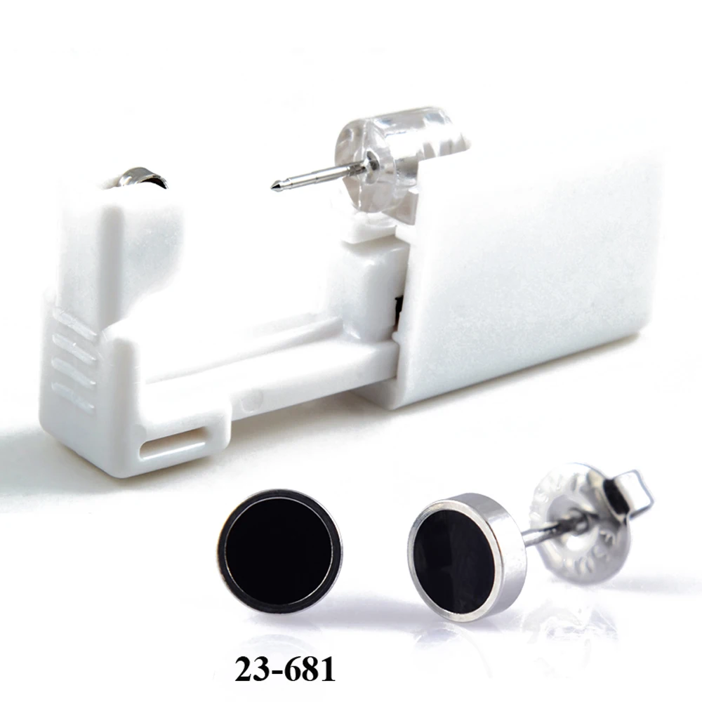 1pc Disposable Safe No Pain Sterile Logo Ear Stud Earring Stude Piercing Gun Piercer Tool Kit Machine Kit Earring Units Jewelry
