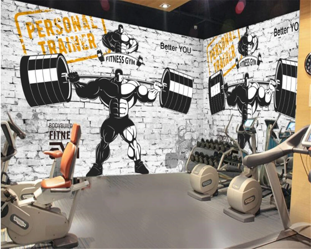 

Custom gym Decorative 3D Wallpaper Nostalgic Retro Sports living room Background Wall wallpaper for walls 3d