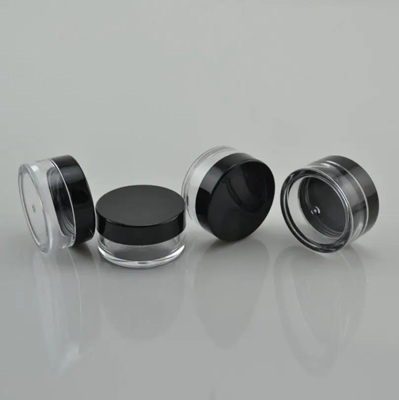 5G 5ml Empty Plastic Cosmetic Cream Jar Small Sample Makeup Sub-bottling Container With Black Lid LX3697