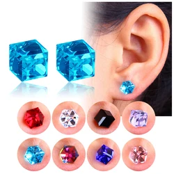 1 Pair No Piercing Cube Cubic Zircon Magnetic Stud Earings For Women Men No Hole Crystal Ear Studs Jewelry Magnet Earring