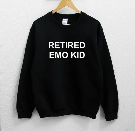 Sugarbaby Retired Emo Kid Unisex Sweatshirt Long Sleeve Fashion Casual Tops Crew Neck Unisex Fashion Sweatshirt Drop ship