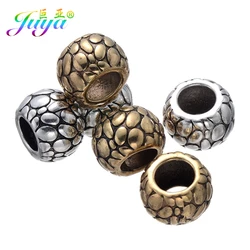 Juya 20Pcs/Lot Vintage Antique Bronze Silver Plated Big Hole European Charm Beads For Women Men Beadwork Beads Jewelry Making