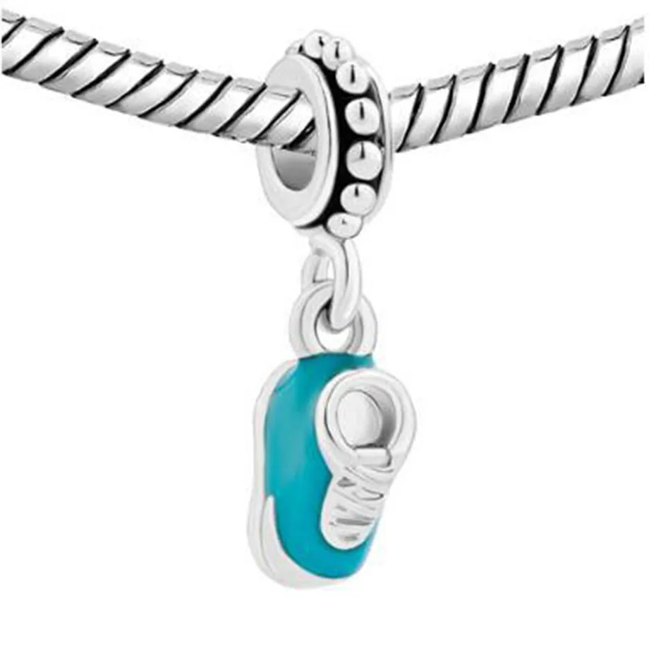 Fit Pandora Charm Bracelets Necklace Blue Shoes Crystal Dangle For Beads Charms Bracelets beads