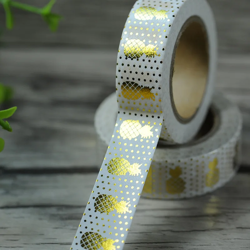 Gold Foil Printing Washi Tape For Christmas&Halloween Card 15mm Japanese Washi Decorative Adhesive Tape Masking Paper Tape Gift