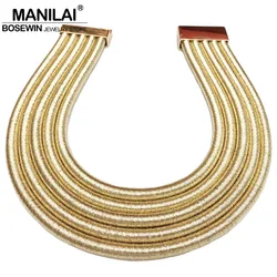 Multilayers Chokers Necklaces Chunky Collar Magnetism Button Women Statement Necklace Maxi Jewelry Chocker Bib Neck MANILAI