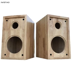 IWISTAO HIFI 5 Inches 2 Way Speaker Empty Cabinet 1 Pair Finished Oak Wood Inverted for Tube Amplifier