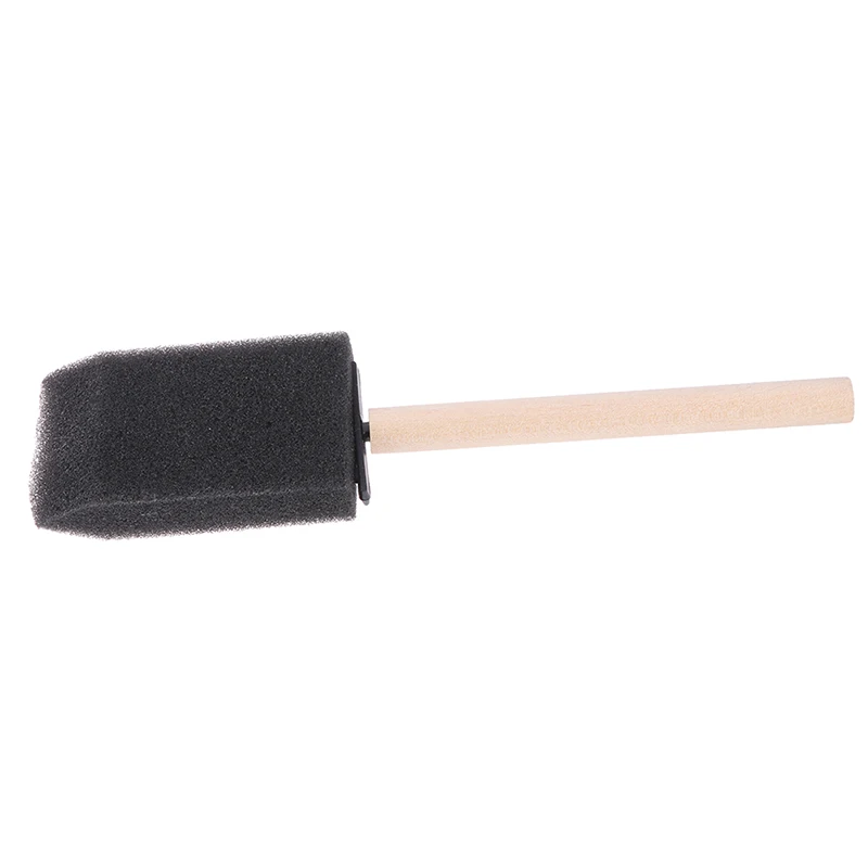 10Pcs 2/3Inch Sponge Brush Wooden Handle Watercolor Oil Stain Art Craft Painting Drawing for kids