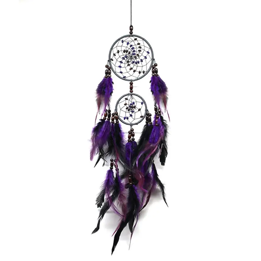 NEW Purple Feather Crafts Dream Catcher Wind Chimes Handmade Indian Dreamcatcher Net for Wall Hanging Car Home Decor Gift #BW